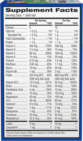 PreserVision AREDS 2 + Multivitamin Eye Vitamins, 100 Softgels | #1 Eye doctor recommended brand1, AREDS 2 formula, lutein, zeaxanthin, zinc, macular support*, 2-in-1 eye health supplement