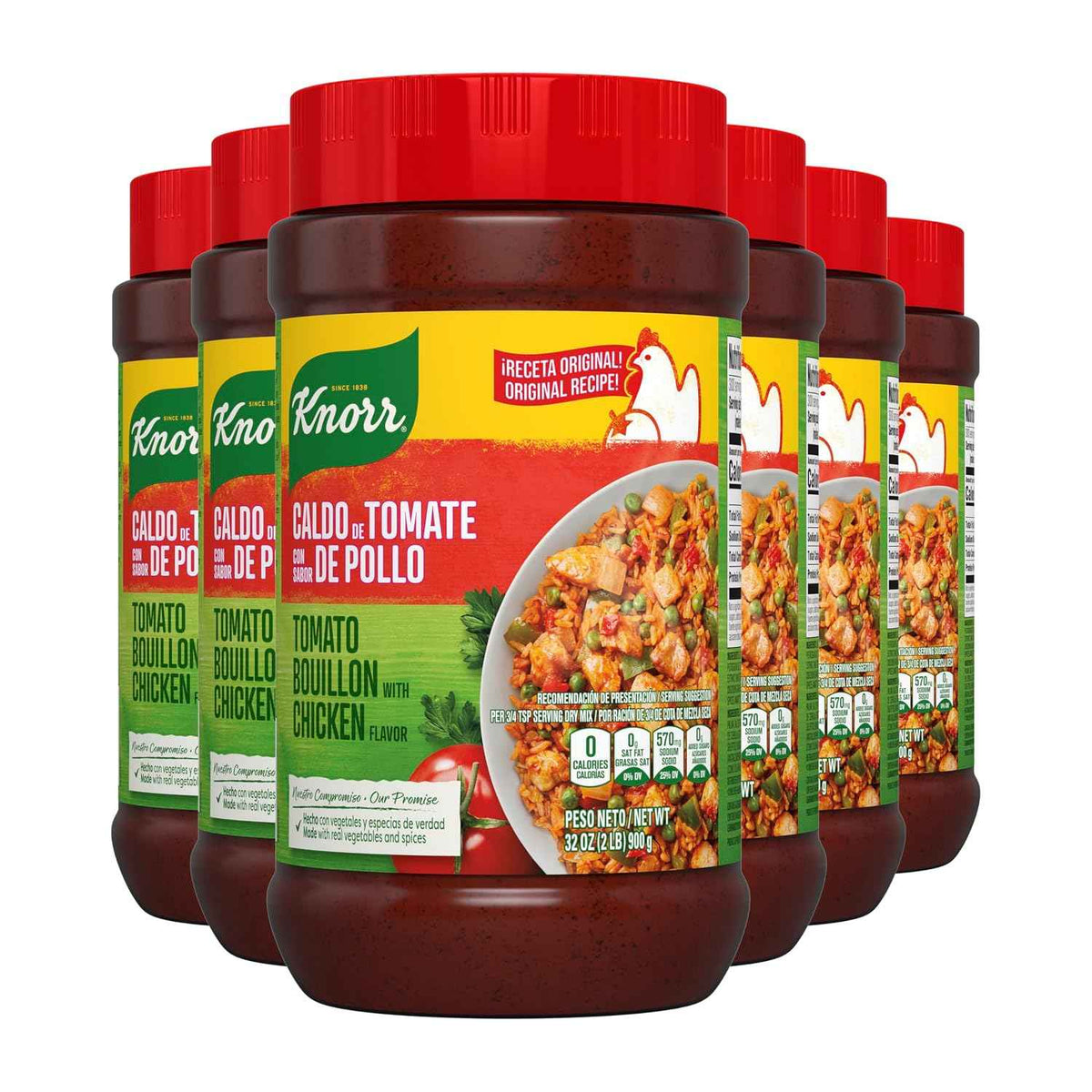 Knorr Granulated Bouillon For Sauces, Soups And Stews Tomato Chicken Fat And Cholesterol Free 32 oz, Pack of 6