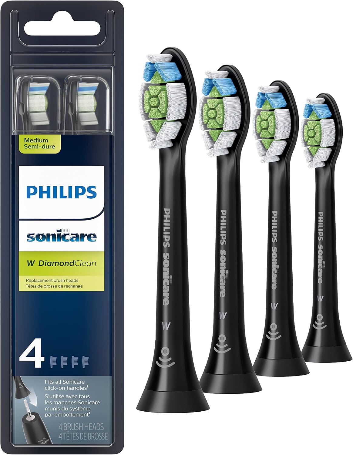 Philips Sonicare W DiamondClean Brush Heads, 3-Pack, 9 Month Supply, White