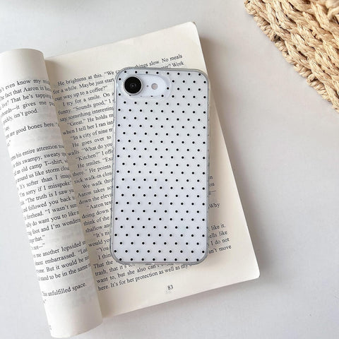 QLTYPRI Cute Polka Dot Phone Case for iPhone SE 3rd/2nd/8/7, Clear|Black