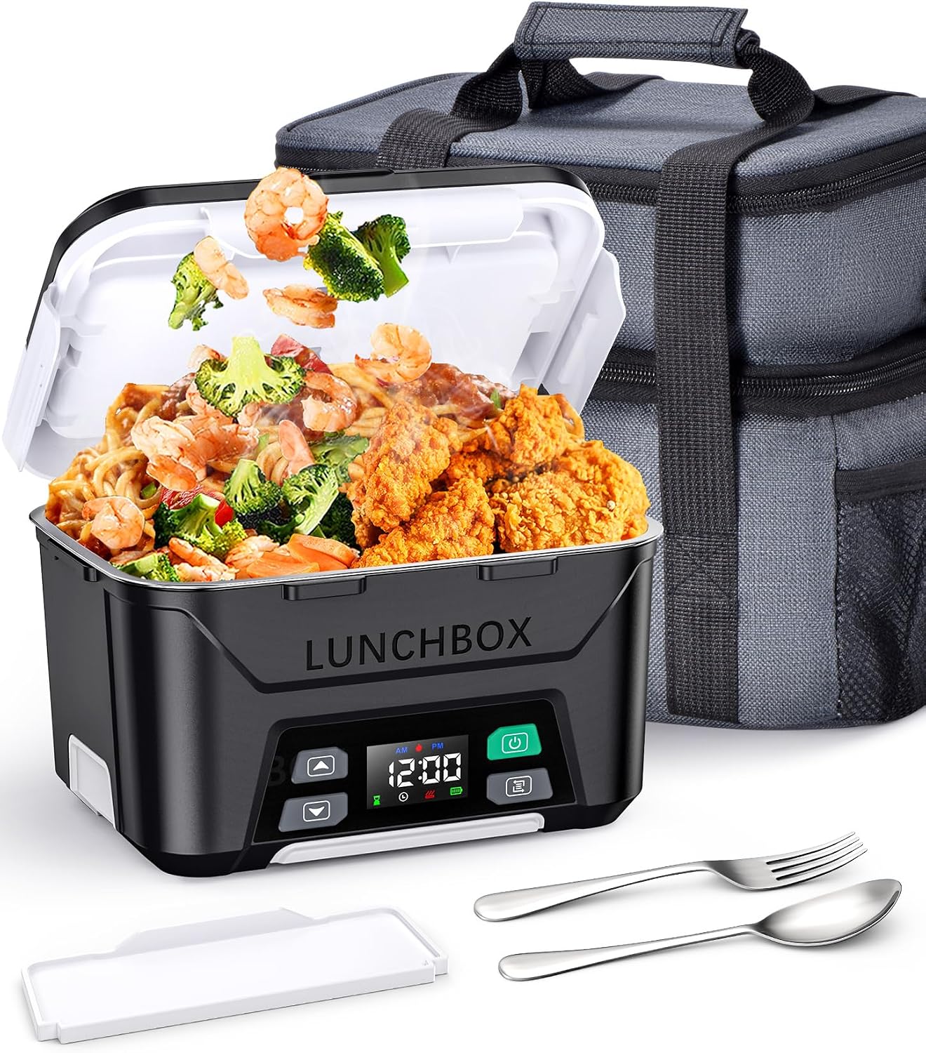 Docusvect Cordless Electric Lunch Box for Adults 1.3L with Schedule Heating