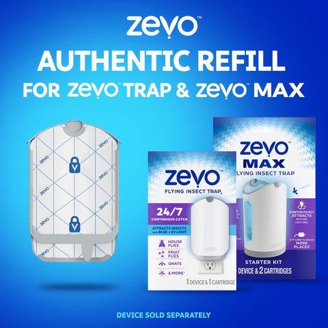 ZEVO Flying Insect Refills for Indoor Light Trap: 8 Light Trap Refill Cartridges Capture Fruit Flies, Gnats and Houseflies (8 Cartridges)