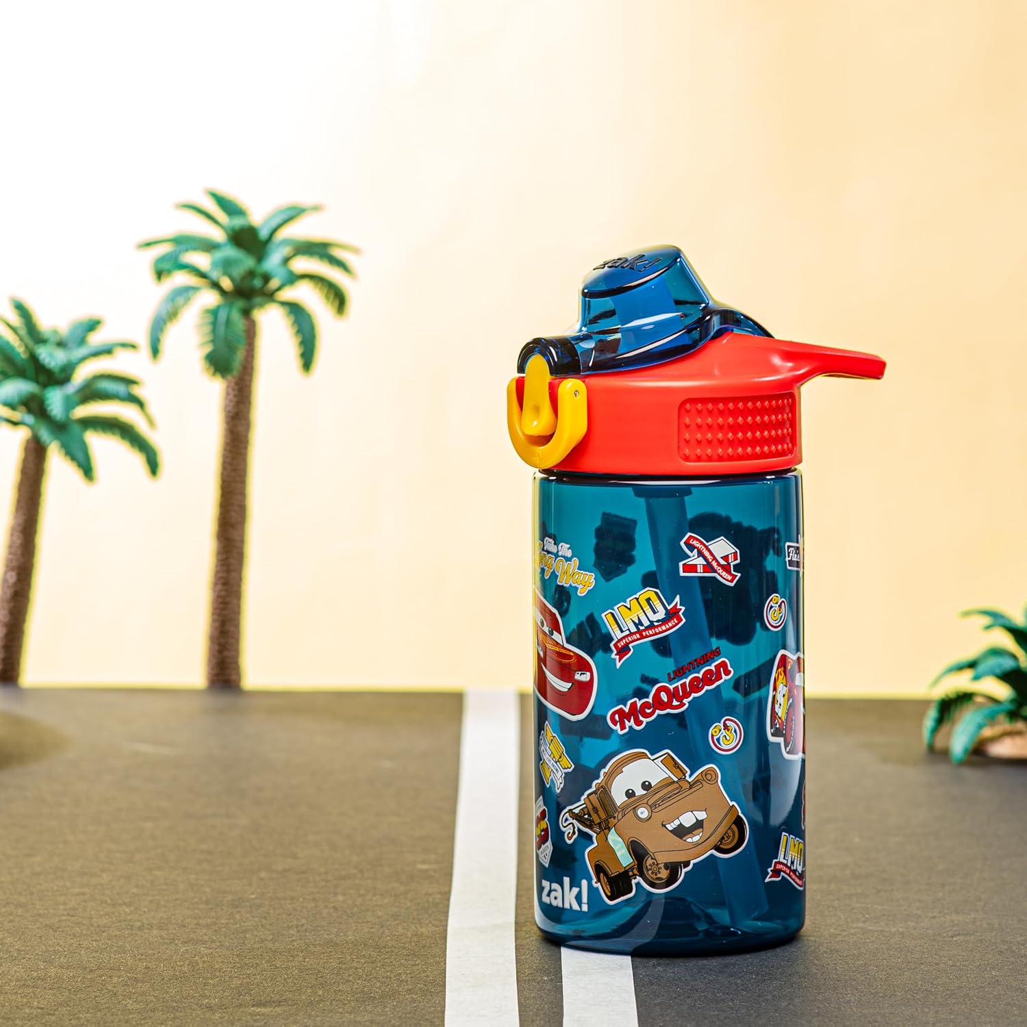 Zak Designs Disney Pixar Cars Sage 16oz Leak-Proof Straw Kids Water Bottle