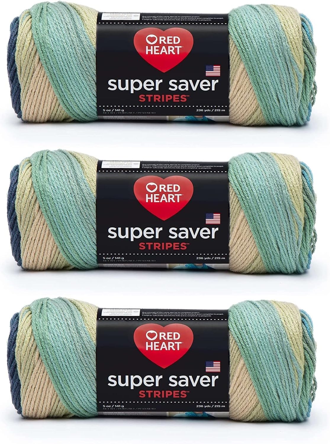 Red Heart Super Saver Yarn, Sutherland Stripe 3 Pack