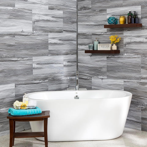 Palisade 25.6 in. x 14.8 in. Vinyl Wall Tiles in Hermitage Granite (8 Pack)