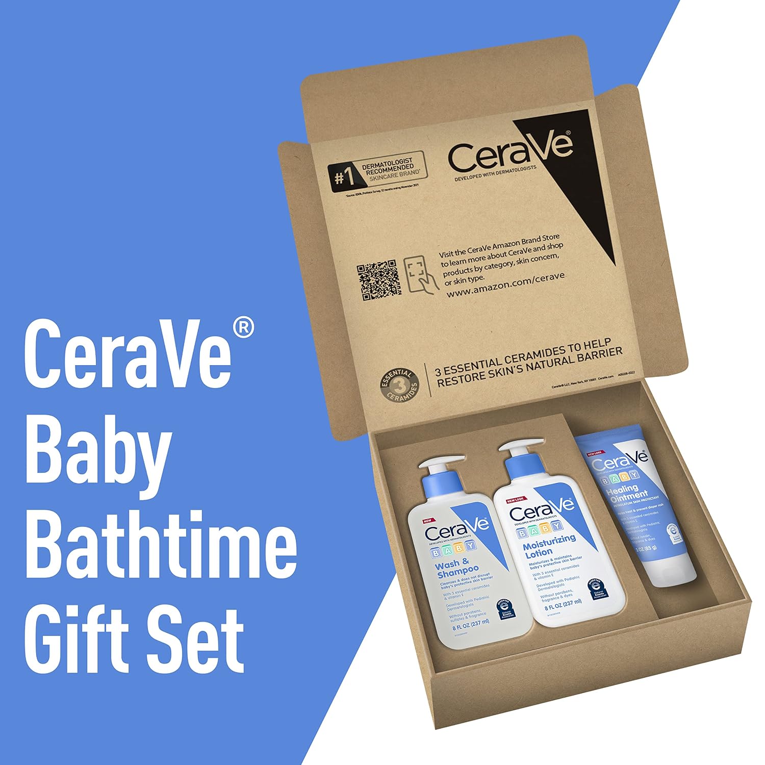 CeraVe Baby Bath Set, Wash & Shampoo, Moisturizing Lotion, Healing Ointment