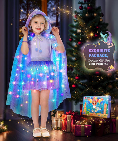 Princess Dress Up for Girls, Unicorn Light up Princess Cape Princess Dress