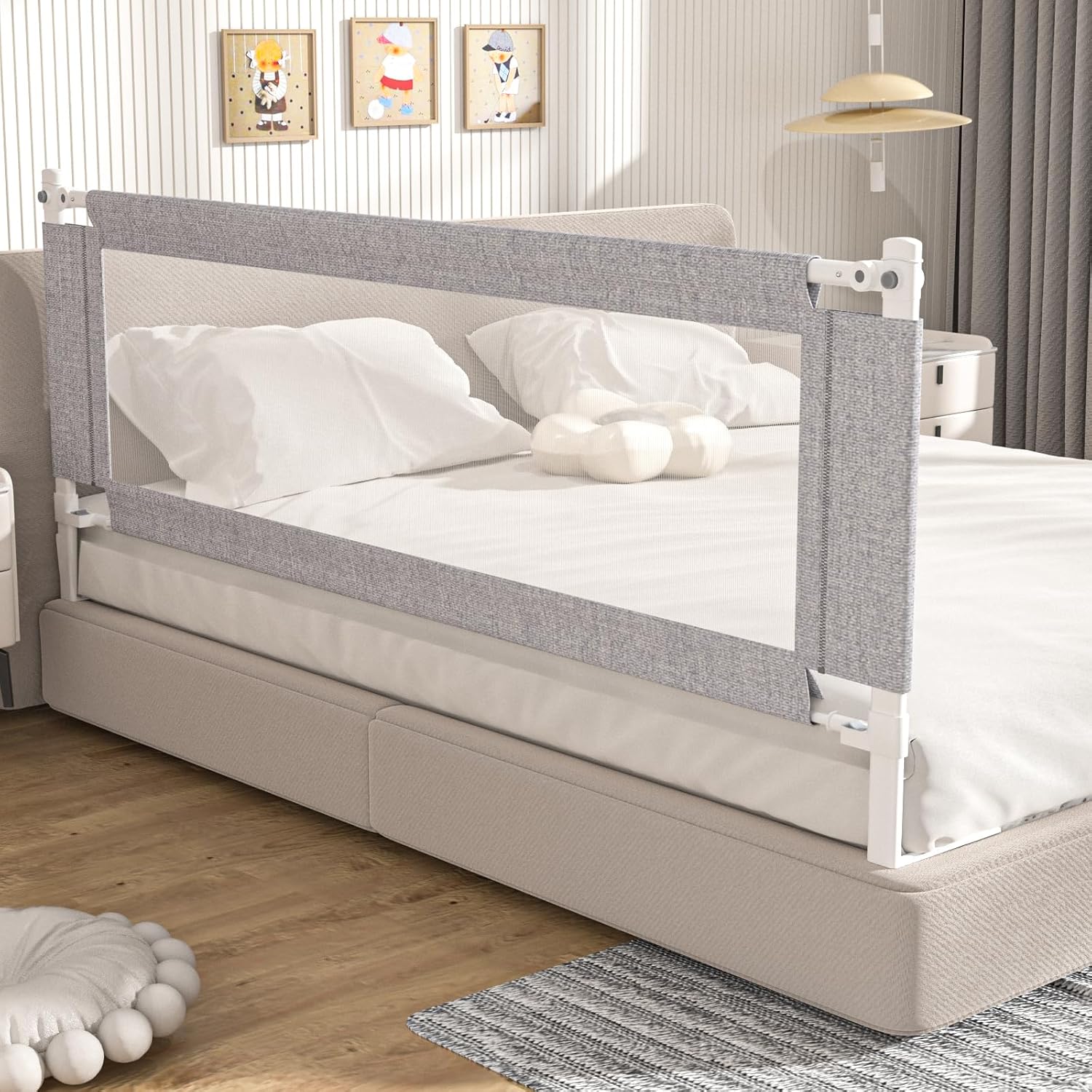 1-Piece Adjustable Height Baby Bed Rail, Kids Safety Guard Rails for Twin Full Queen King Size (1 Side:82.7")