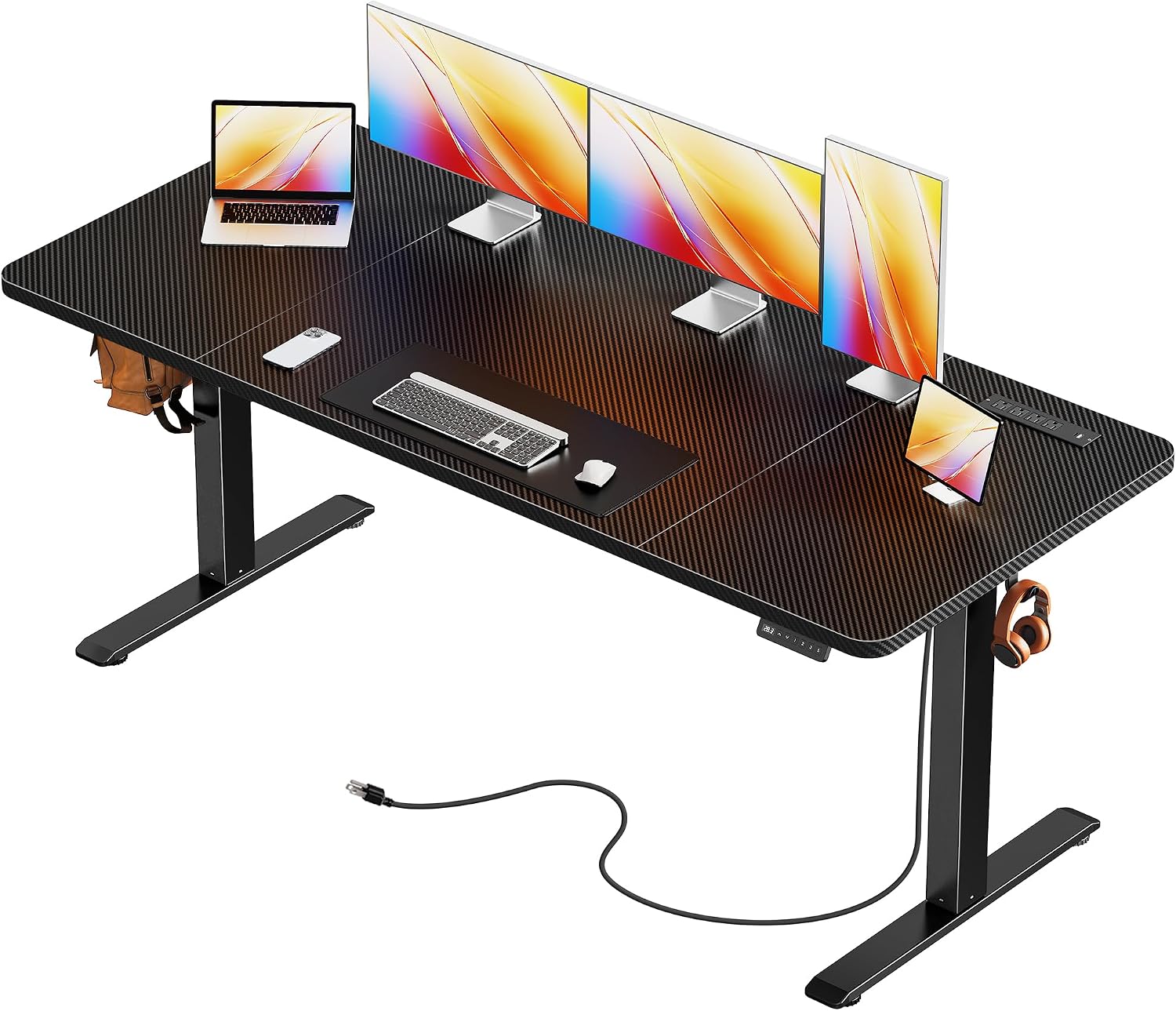 Huuger 63 X 24 Inch Electric Standing Desk with Power Outlets