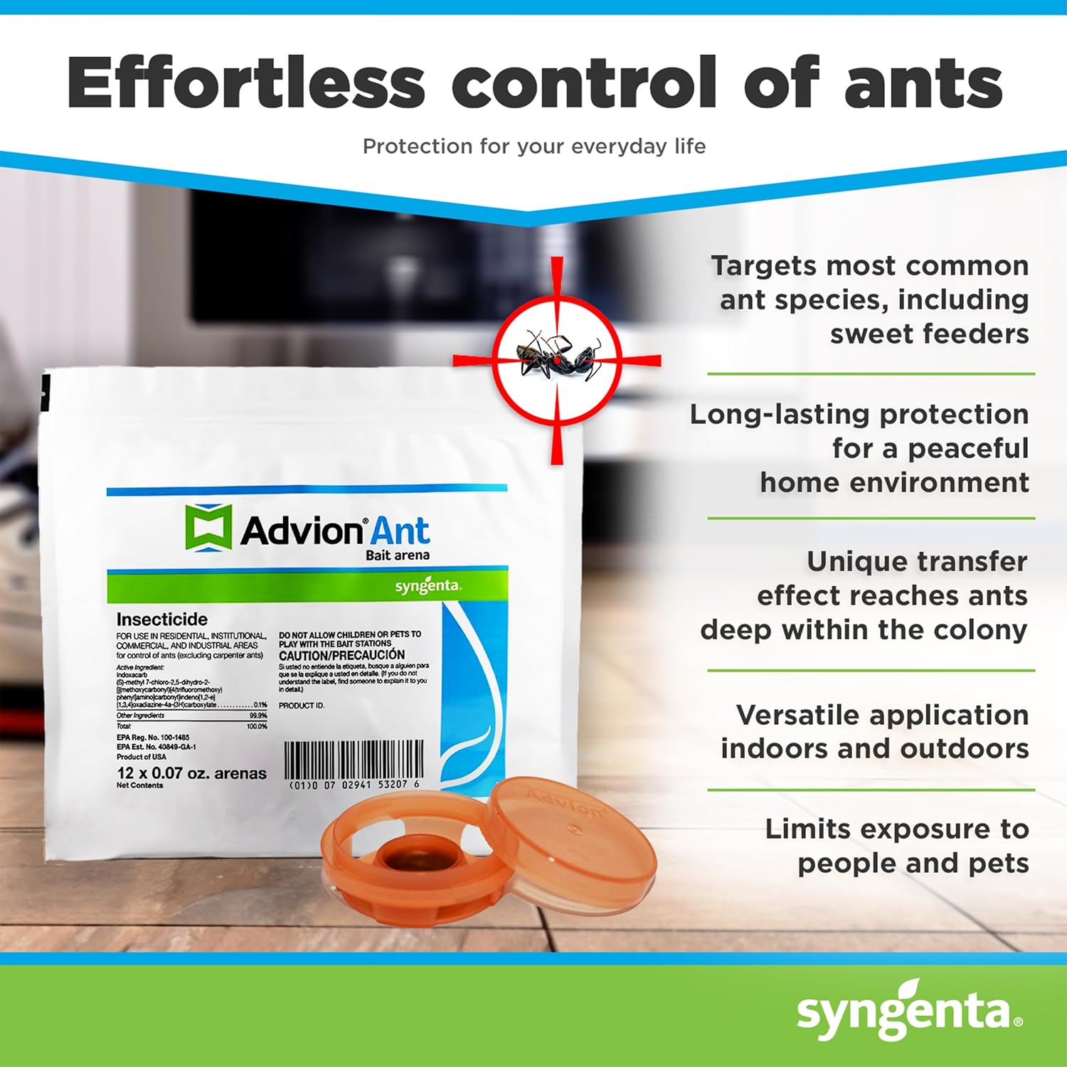 Advion Ant Bait Arena, 12-Count Bag, Effective Bait in A Small Plastic Arena for Easy Placement, Formulated with 0.1% Indoxacarb, Indoor and Outdoor Use, for Control of Most Major Ant Species (3)