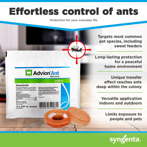 Advion Ant Bait Arena, 12-Count Bag, Effective Bait in A Small Plastic Arena for Easy Placement, Formulated with 0.1% Indoxacarb, Indoor and Outdoor Use, for Control of Most Major Ant Species (3)