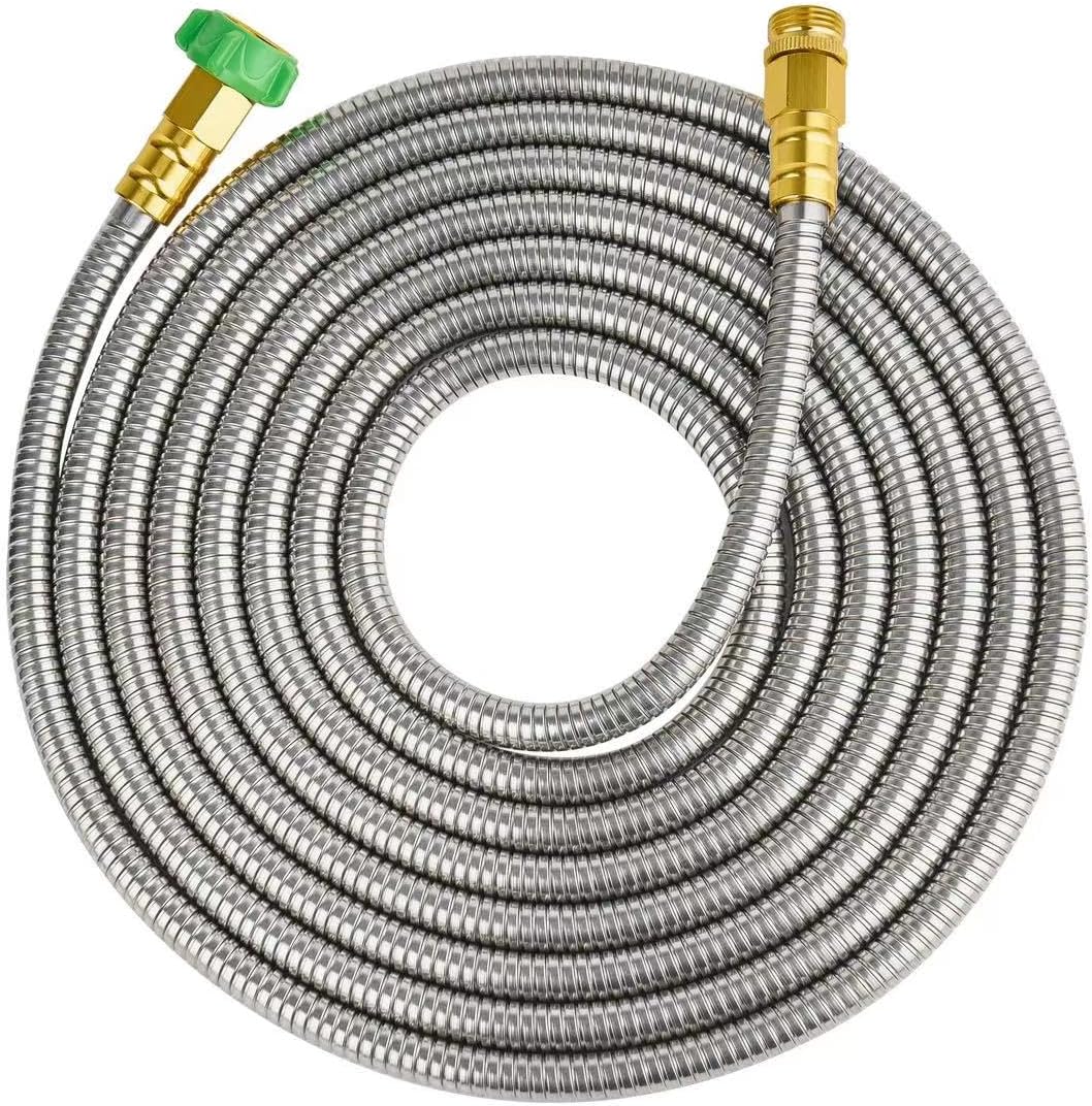 SKYWARD 20ft Stainless Steel Garden Hose, Leakproof, No Kink,F/M Connector
