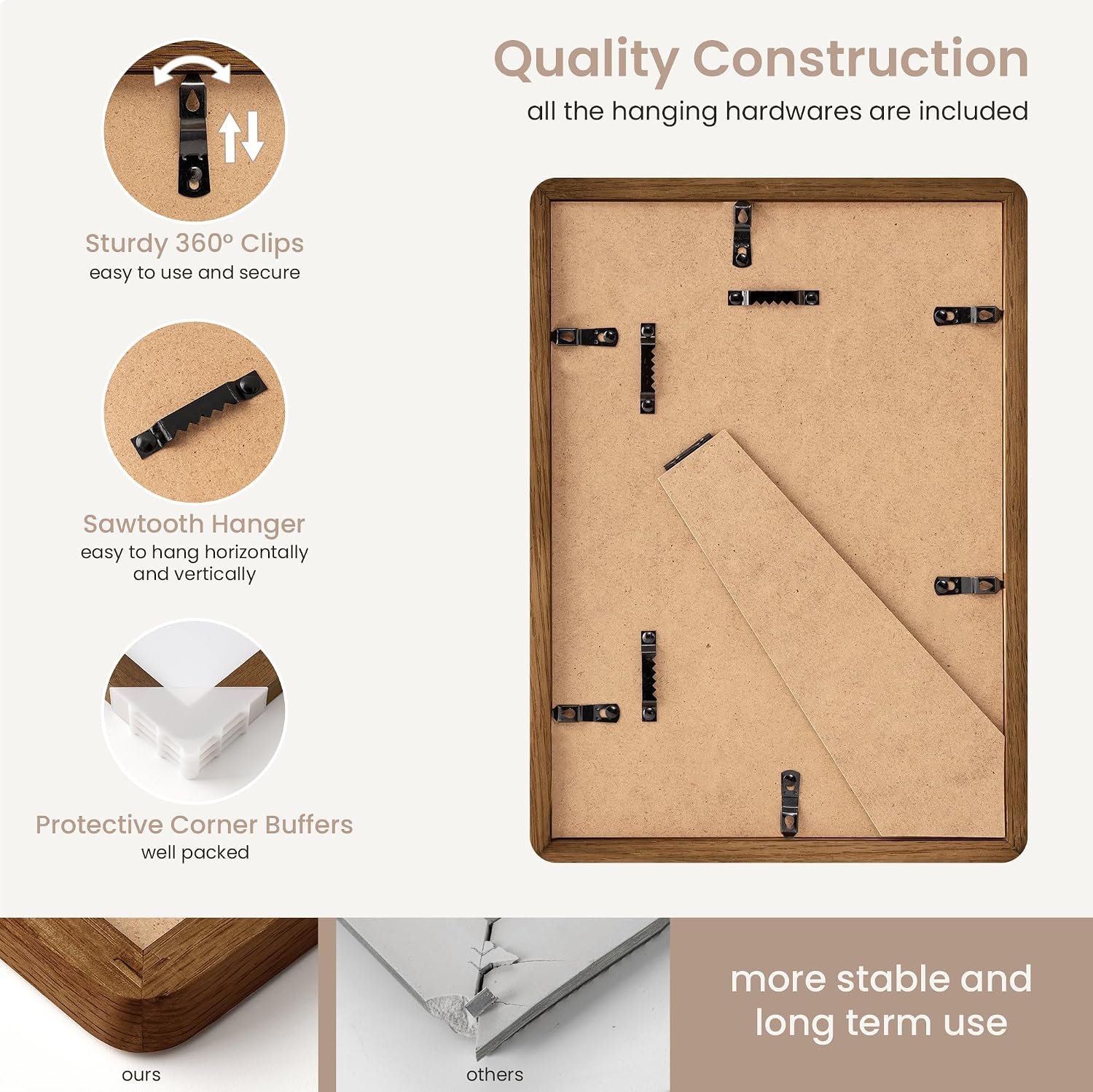 FLYJOE A4 Solid Oak Wood Photo Frame | A4 Picture Frame With Mat For A5 | Plexiglass And Hanging Hardware Included | Walnut, 1 Pack
