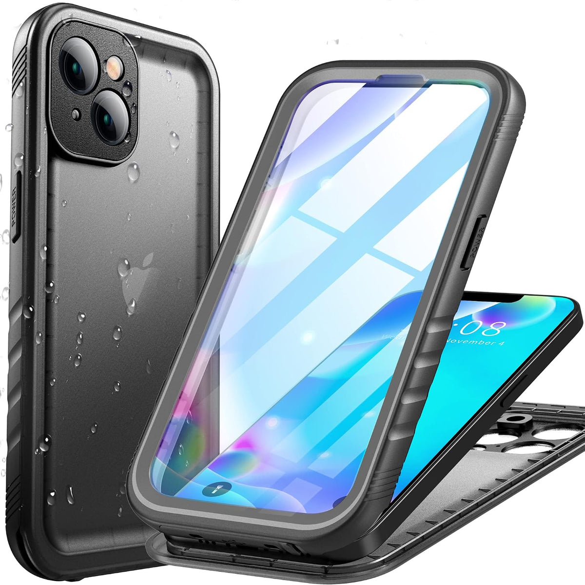 Cozycase for iPhone 14 Waterproof Case Military Heavy Duty Full Body Black