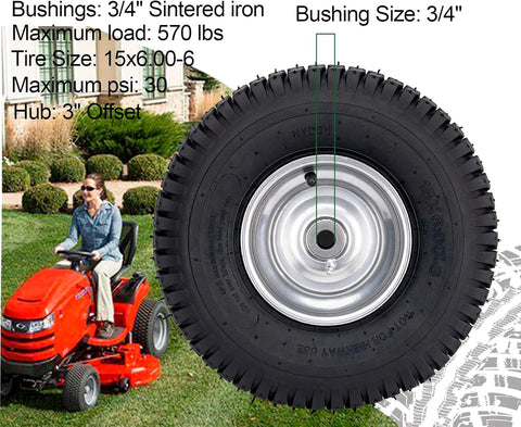 15x6.00-6 Lawn Mower Tire for Craftsman Husqvarna Riding Mowers Lawn