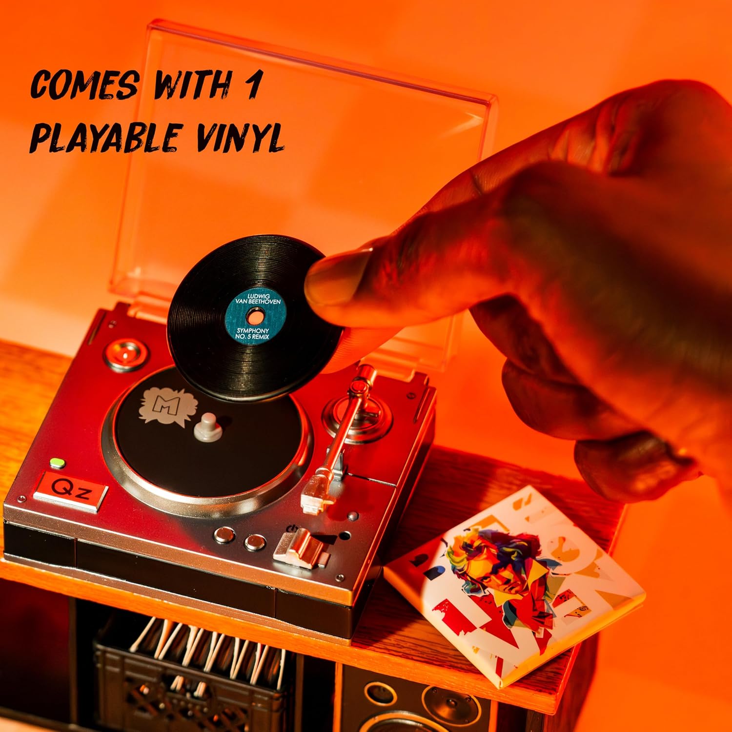 MGA's Miniverse Real Music Record Player Mini Collectibles, Mini Playable Record Player, Collectors, Gift, Beethoven