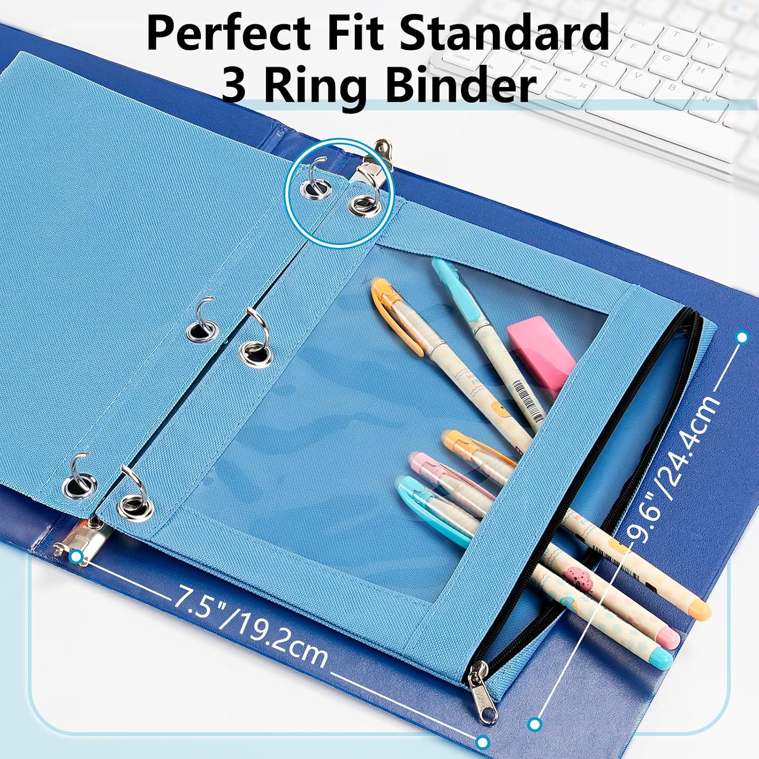 Forvencer Pencil Pouch for 3 Ring Binder, Large Pencil Case Pouch Binder