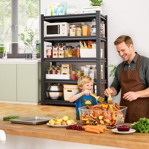 71.2''Heavy Duty Storage Shelves, 5-Tier Garage Shelving,Adjustable Metal Shelving Unit,5T Tall Garage Shelves,Metal Standing Shelf Units, Utility Rack for Kitchen Warehouse Industrial 71.2*45.6*17.7