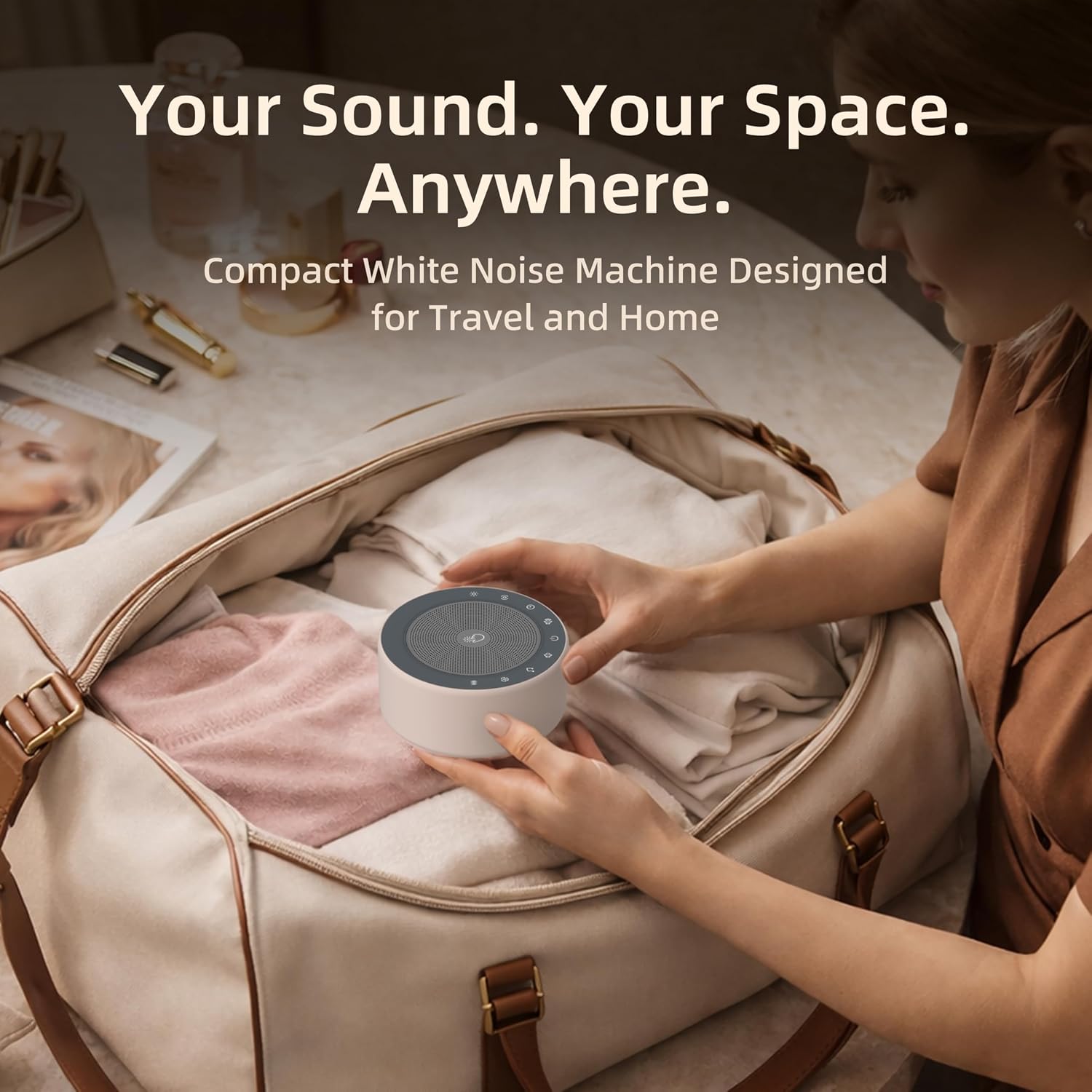 Kipcush White Noise Machine for Baby & Adults, 30 Soothing Sounds, Sleep Sound Machine with 8 Color Night Light, Memory Function, White Noise for Sleeping, Nursery, Office, Travel & Relaxation