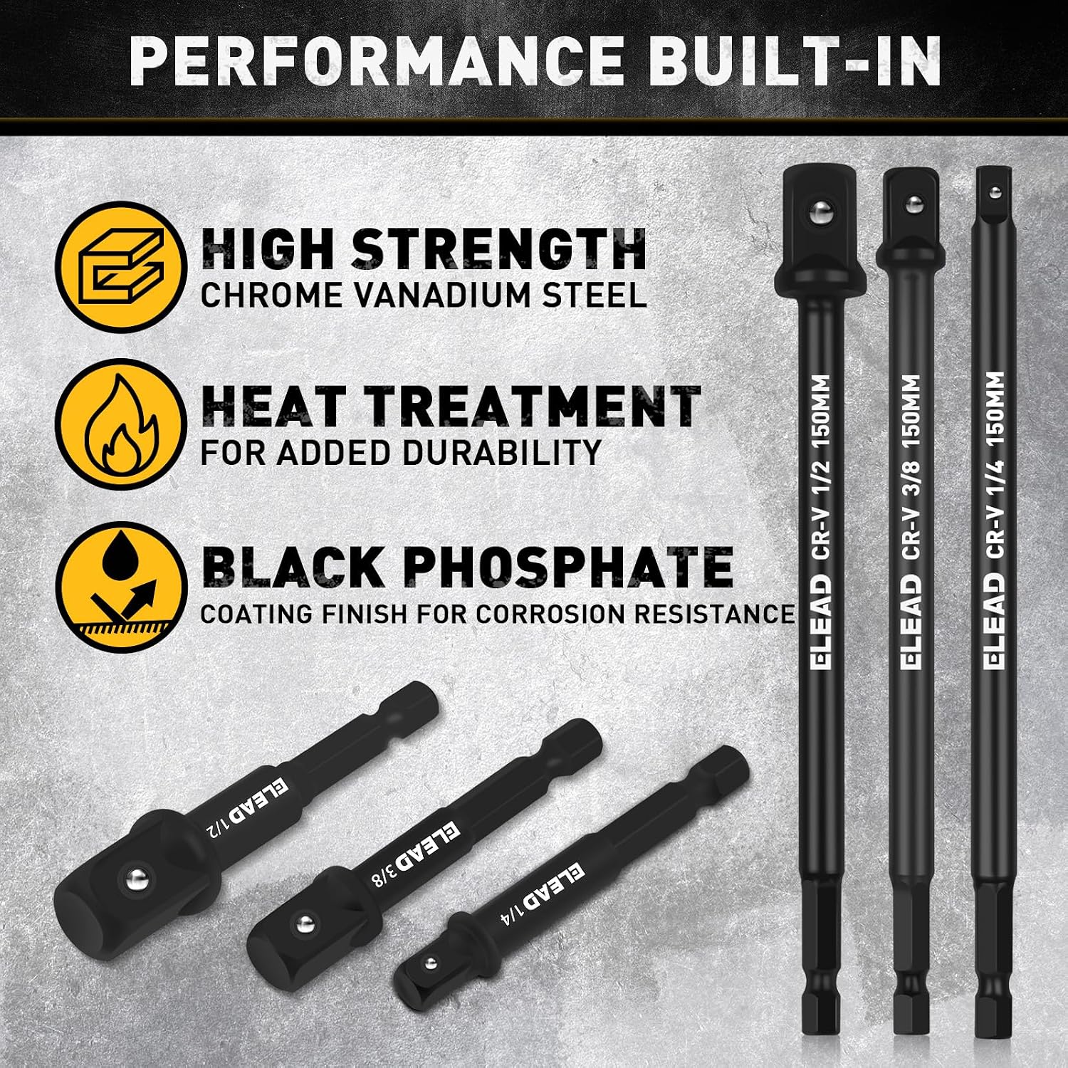 11-Piece Impact Socket Adapter Set, 1/4-Inch Hex Shank, 1/4" 3/8" 1/2" Impact Socket Driver Set, Drill Sockets Extension Bit, Sockets Driver Adapter, Drill Extension with Holder