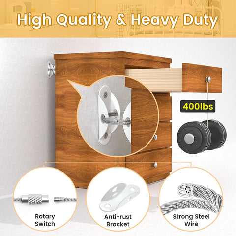 Furniture Anchors 10 Pack, Anti-Tip Furniture Straps for Baby Proofing