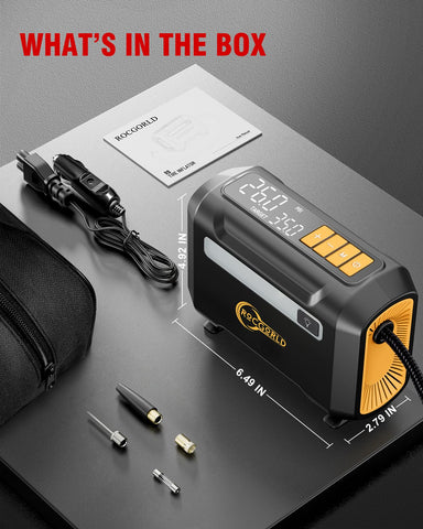 ROCGORLD R8 Tire Inflator Portable Air Compressor, DC 12V Portable Air Compressor with Large Dual Digital Screen, 3X Faster Inflation Portable Air Pump for Car Tires, Bike, Motor - Car Accessories