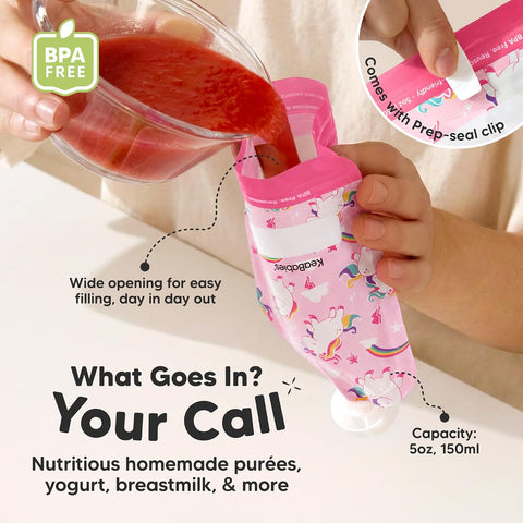 12-Pack Reusable Baby Food Pouches Refillable, 5oz, BPA-Free (Star Power)