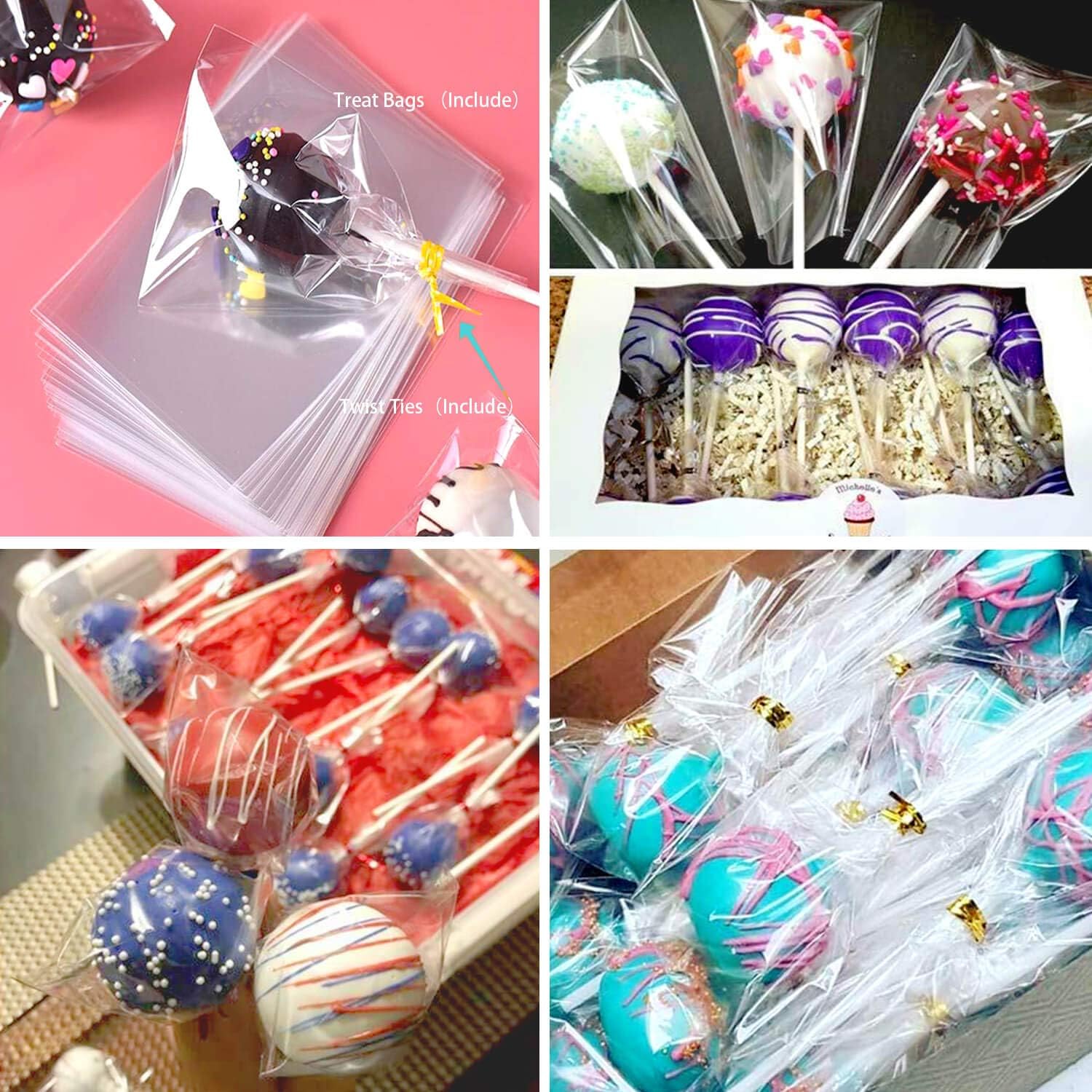 AENTGIU 300 PCS Cake Pop Sticks and Wrappers Kit, 6-Inch Food-Grade Paper