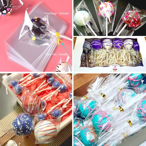 AENTGIU 300 PCS Cake Pop Sticks and Wrappers Kit, 6-Inch Food-Grade Paper