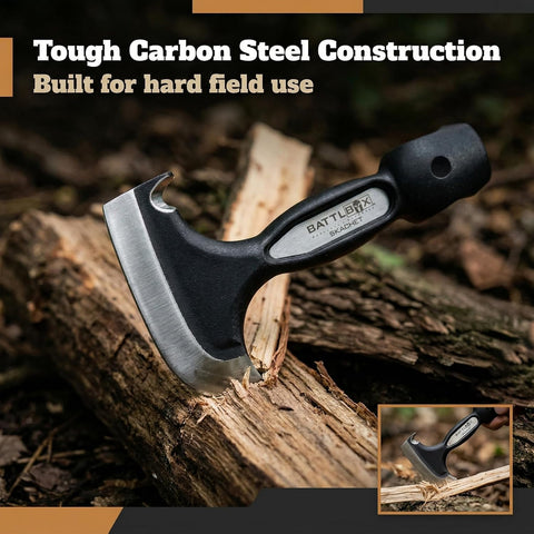 BattlBox Skachet Axe Head Skinner, Carbon Steel Hatchet, Leather Sheath