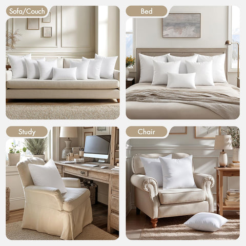 MIULEE 18x18 Pillow Inserts 4 Pack, 100% Virgin Fiber Filling Throw Pillows