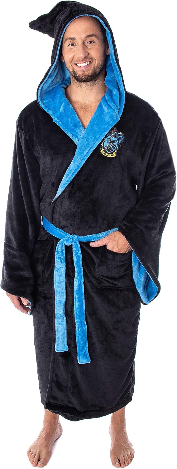 Harry Potter Adult Fleece Plush Hooded Robe - Gryffindor, Slytherin, Ravenclaw, Hufflepuff, Hogwarts
