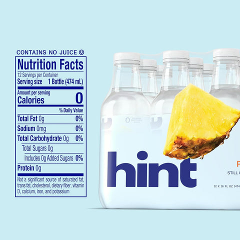 Hint Flavored Water Zero Sugar 0 Calories - Pineapple 16 FL Oz (12 pack)