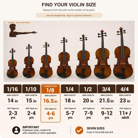 Paititi Student Violin Starter Kit with Case and Shoulder Rest - 1/8