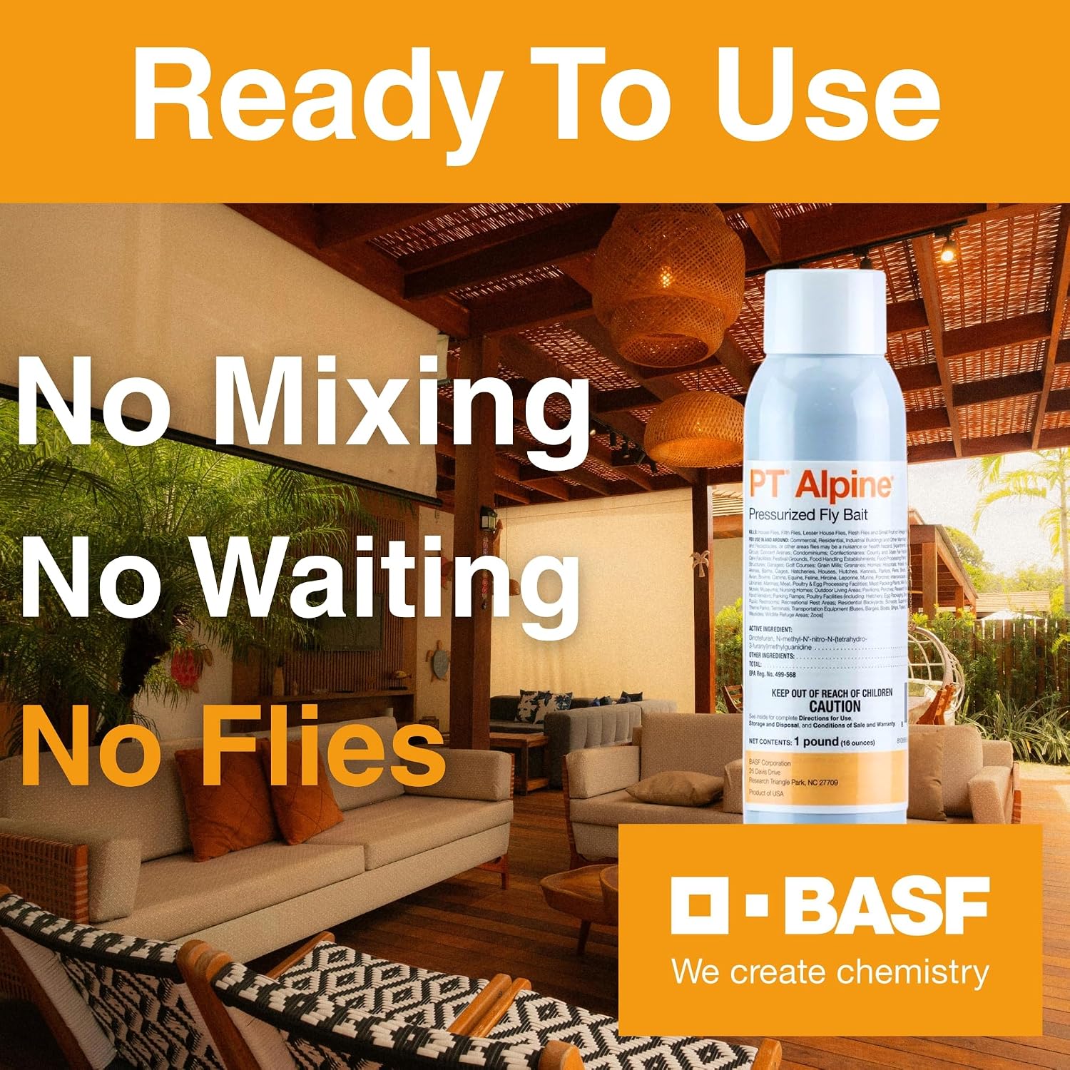 BASF PT Alpine Fly Bait, Fast Acting and Long Lasting Up to 30 Days, Ready to Use Pest Control Spray for House Flies, Fruit Flies, 16 Ounce