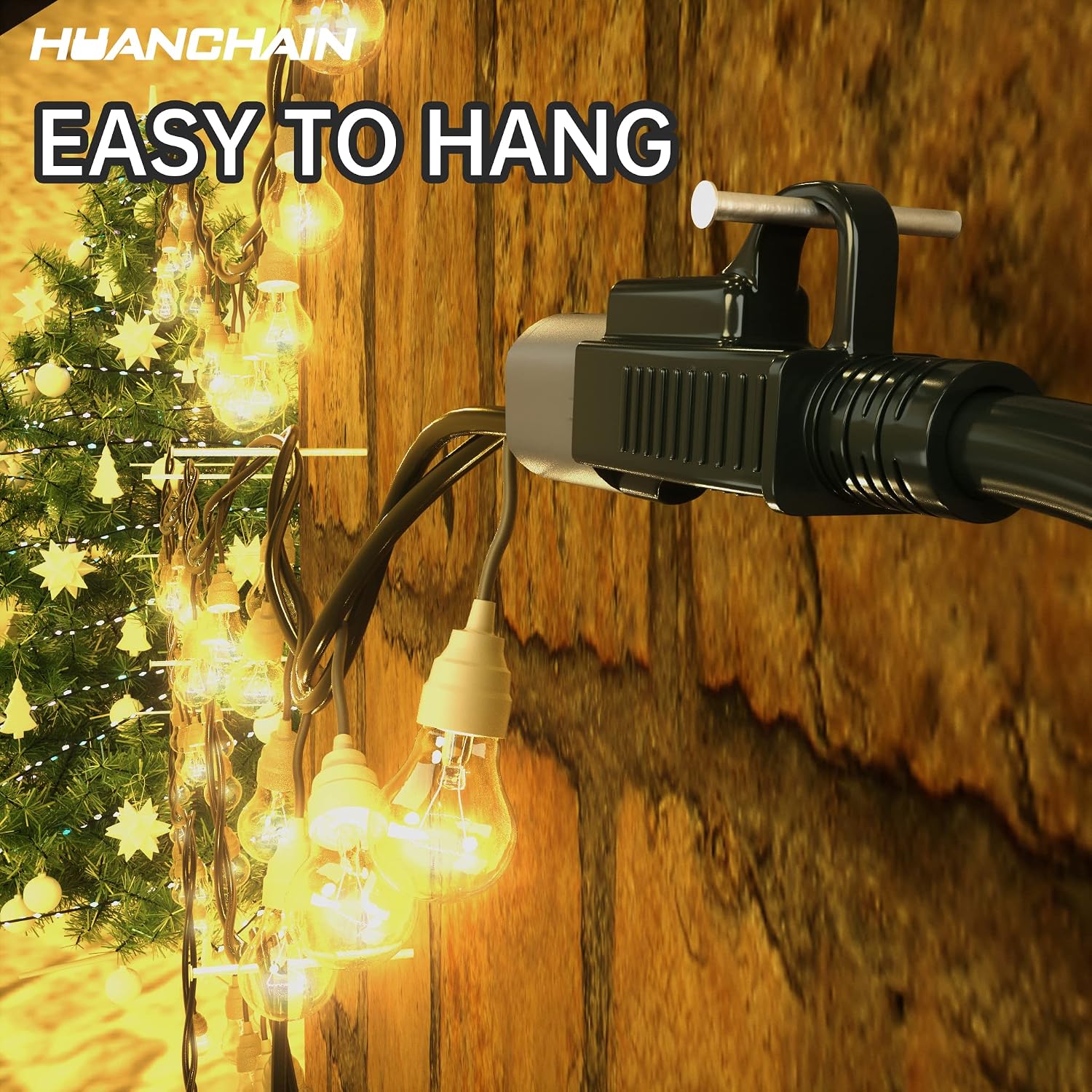 HUANCHAIN Indoor Outdoor Black Extension Cord 15 FT Waterproof 16/3 Gauge