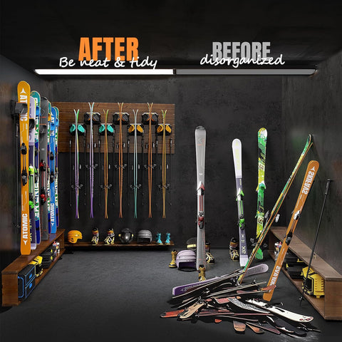 Snowboard Wall Rack for Garage - Fits Any Ski/Board, Damage-Free Storage Mount Holders, Space-Saving Winter Gear Organizer