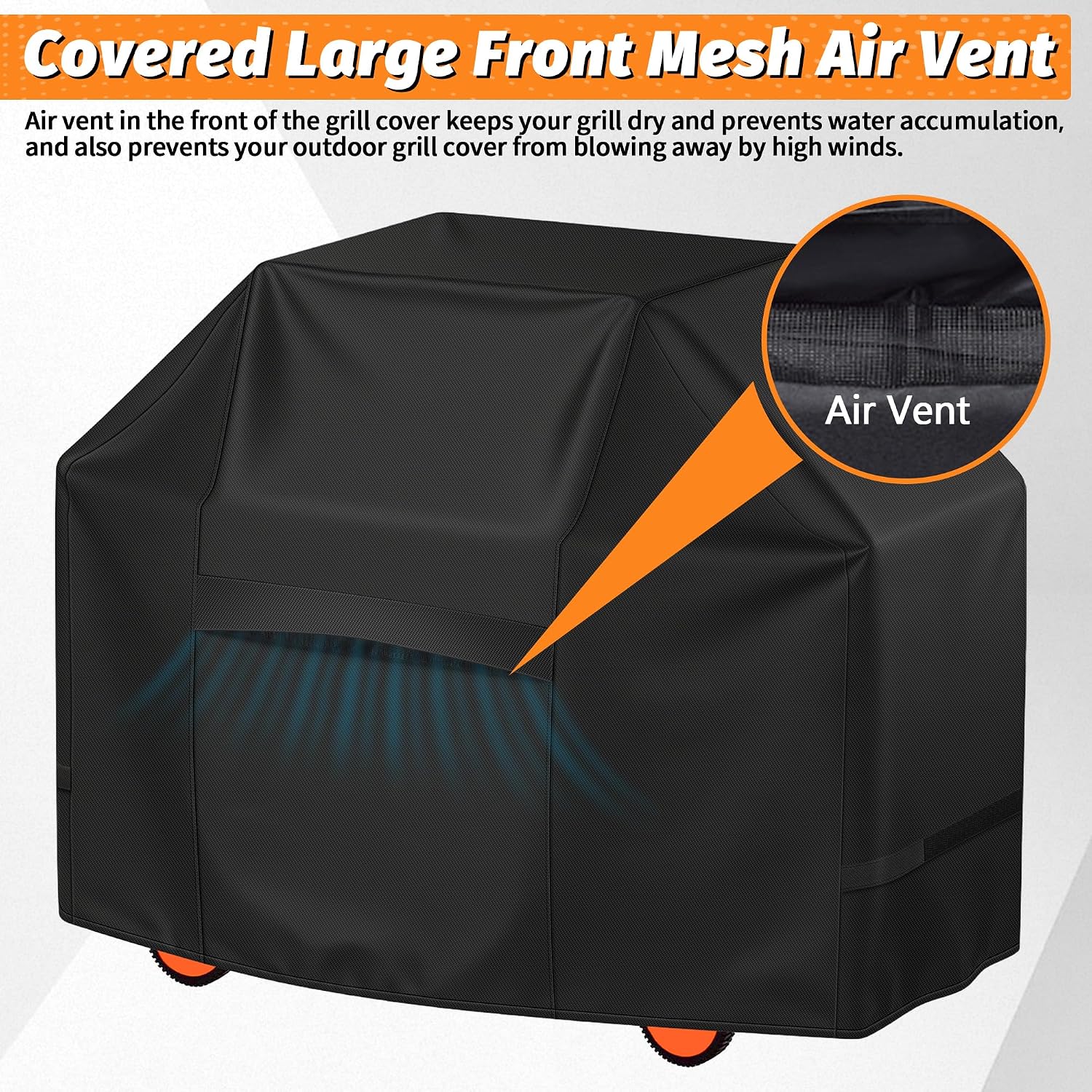 iCOVER Grill Cover 65 Inch, BBQ Grill Cover for Outdoor Grill, 600D Heavy-Duty Waterproof Gas Grill Cover BBQ Cover, Barbecue Grill Covers for Weber, Charbroil, Brinkmann, Nexgrill and More, Black