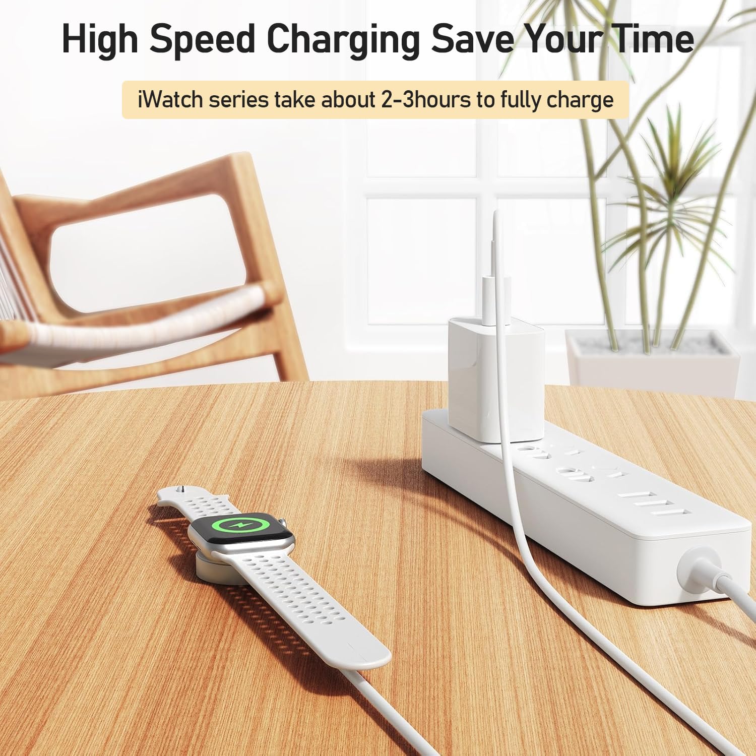 Upgraded Apple Watch Charger, Portable Fast Wireless Magnetic iWatch Charging Cable Cord with USB C Wall Charger Block Plug Adapter Compatible with Apple Watch Series 10,9,8,7,SE,6,5,4,3,2,1(1M/3.3FT)