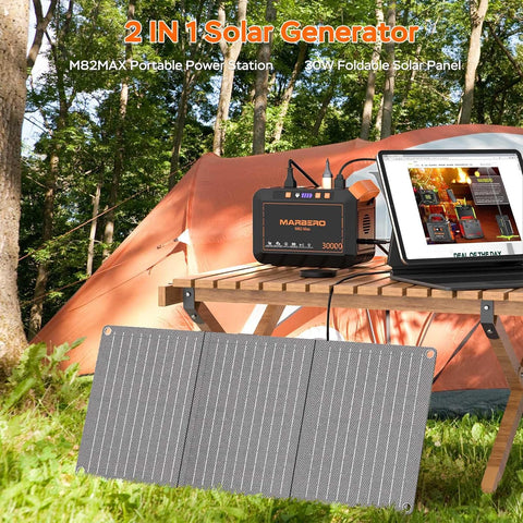 MARBERO 111Wh Solar Generator with Panels Included Solar Panel Kit 30W