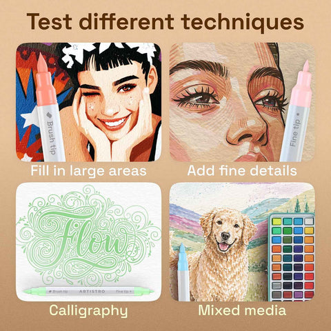 ARTISTRO 12 Pastel Dual-Tip Acrylic Paint Marker Pens for Drawing