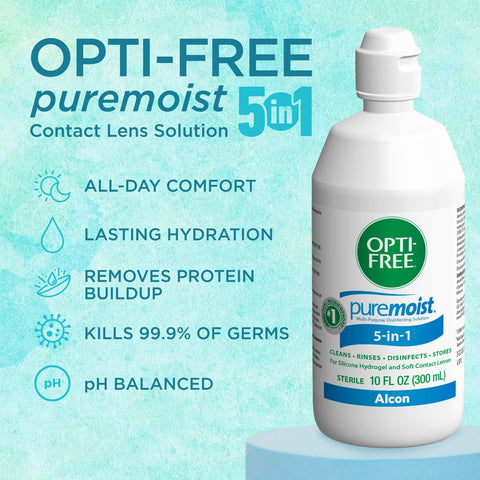 OPTI-FREE Puremoist Multi-Purpose Contact Lens Solution, 10 Fl Oz
