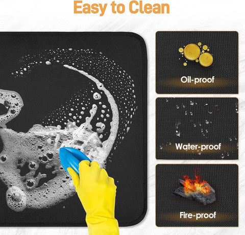 Heat Resistant Mats for Countertop fits Tabletop Grill, 25x19x0.04in, Black
