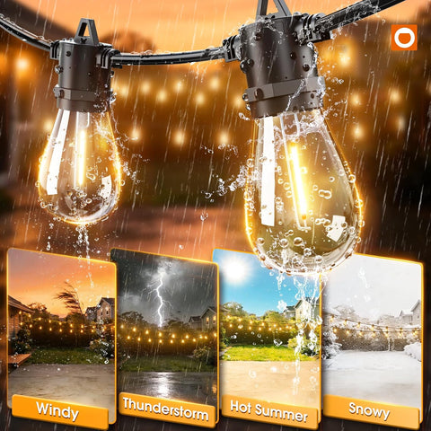 addlon 50FT LED Outdoor String Lights, Waterproof Dimmable Bulbs for Patio