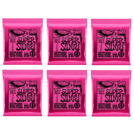 Ernie Ball Super Slinky Nickel Wound Electric Guitar Strings 6 Pack - 9-42 Gauge