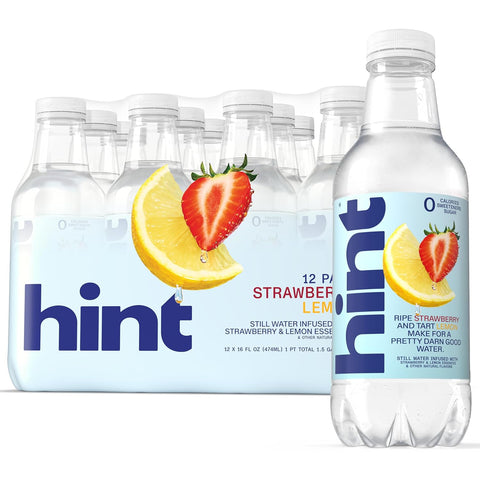 Hint Flavored Water Zero Sugar 0 Calories - Strawberry Lemon (12 pack)