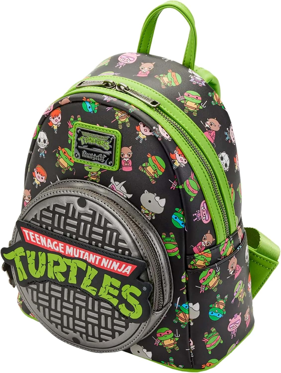 Loungefly Teenage Mutant Ninja Turtles Sewer Cap AOP Womens Double Strap Shoulder Bag Purse