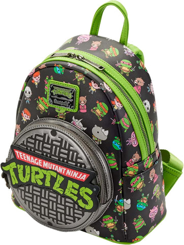 Loungefly Teenage Mutant Ninja Turtles Sewer Cap AOP Womens Double Strap Shoulder Bag Purse