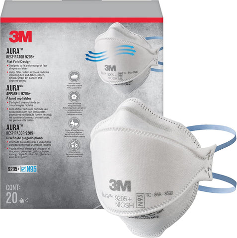 3M™ Aura™ N95 Particulate Respirator, 9205PH-20-DC, Pack of 20 Respirators