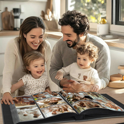 Artmag Photo Album 4x6 1000 Photos, Large Capacity Wedding Family Leather Cover Picture Albums Holds Horizontal and Vertical 4x6 photos with Black Pages(Pink)
